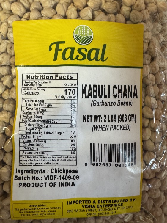 Fasal Kabuli Chana 2 Lbs