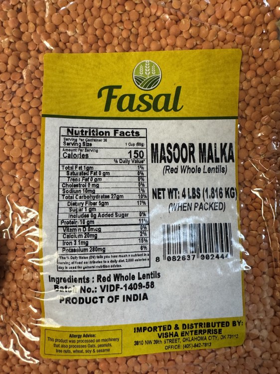 Fasal Masoor Malka 4 LBS