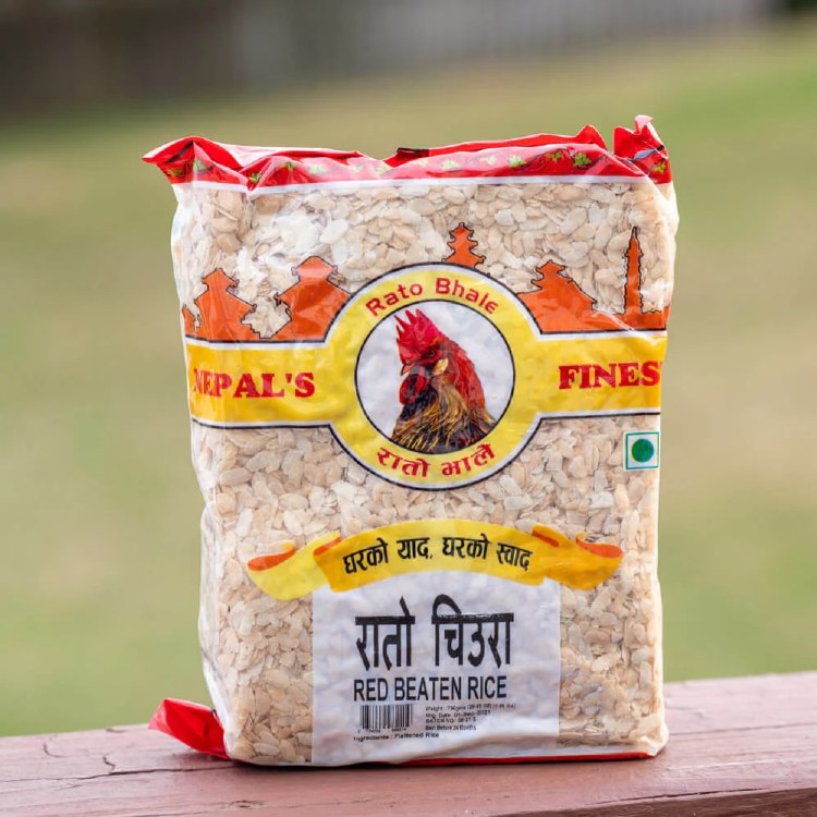 Rato Bhale Rato Chieura (Red Beaten Rice) 750 G
