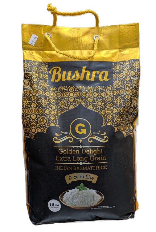 Bushra Golden Delight ExtLong Basmati Rice 10 Lb