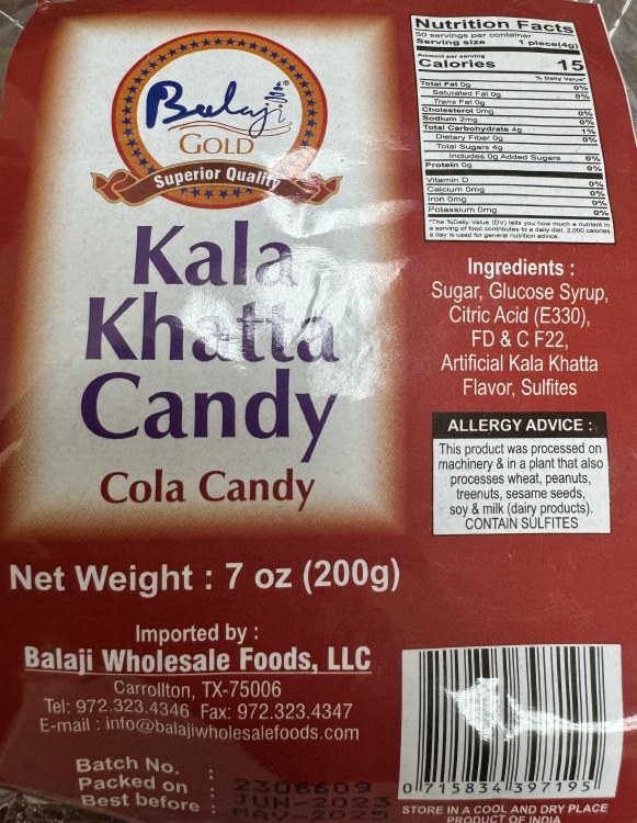 Balaji Kala Khatta Candy 200 G