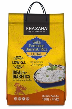 Khazana Sela Paraboiled Basmati Rice Ultra 10 Lbs