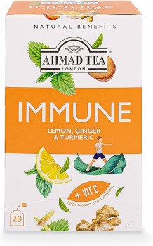 Ahmad Tea London IMMUNE Lemon , Ginger & Turmeric 20 Tea Bags 30G