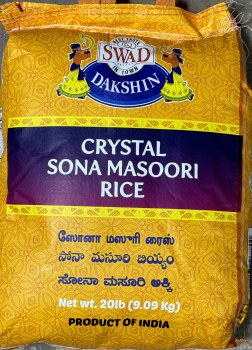 Swad Crystal SonaMasoori Rice 20Lbs