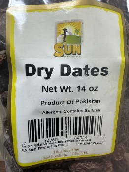 Sundelight Dry Dates 14 Oz