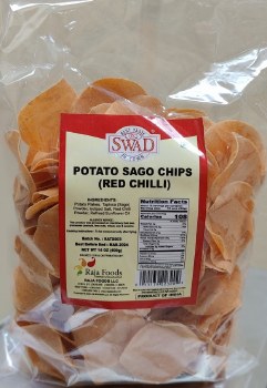 Swad Potato Sago Chips (Red Chilli) 14 Oz