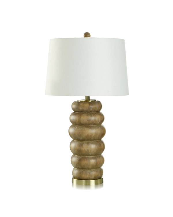 BROWN STACKED TABLE LAMP