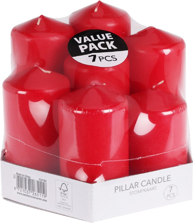 RED PILLAR CANDLE-SET OF 7