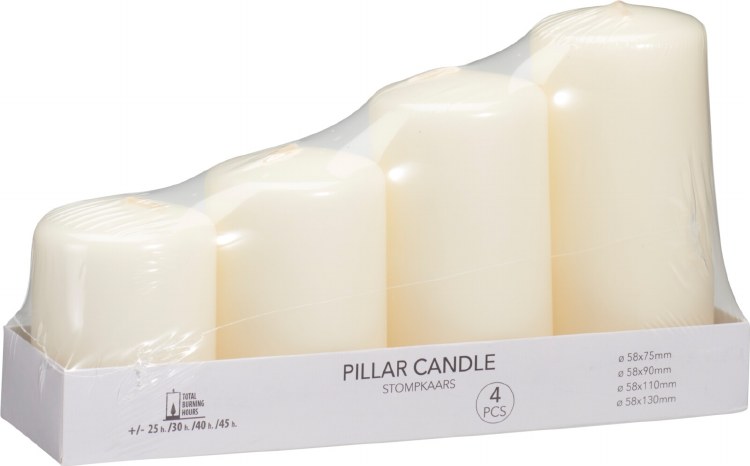 WHITE PILLAR CANDLE-SET OF 4