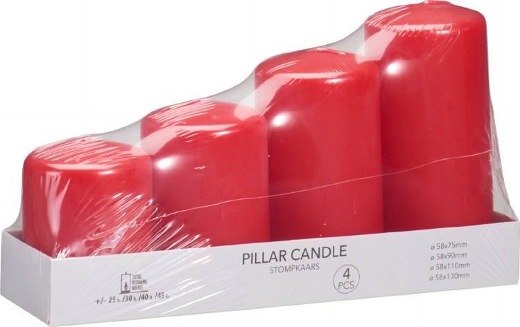 RED PILLAR CANDLE-SET OF 4