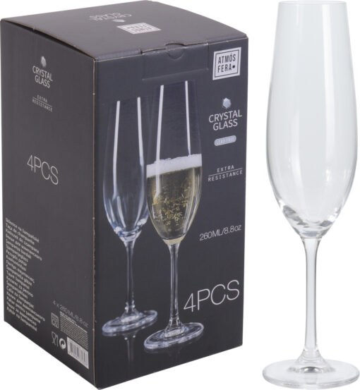 CRYSTAL CHAMPAGNE GLASS SET/4