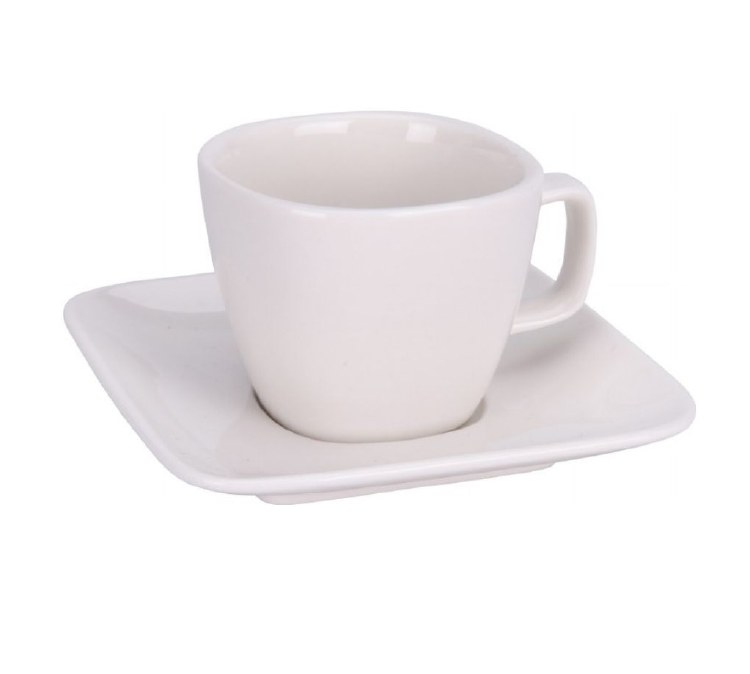 SQUARE TEACUP & SAUCER-WHITE