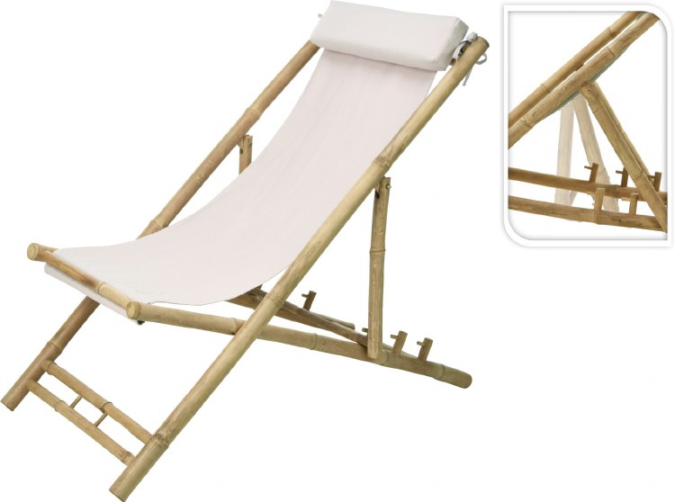 OUTDOOR BAMBOO BEACH CHAIR-OFF WHITE