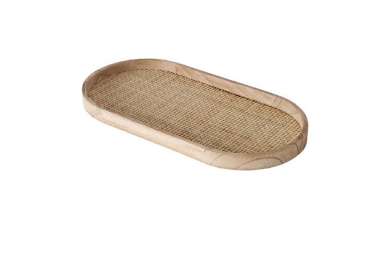 CERES WOOD & RATTAN TRAY-SMALL