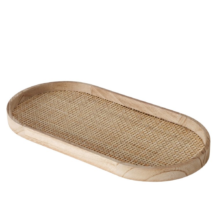 CERES WOOD & RATTAN TRAY-LARGE