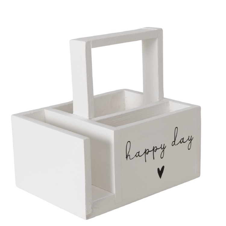 "HAPPY" WOOD UNTENSIL HOLDER