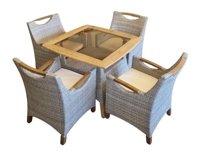 OUTDOOR DINNG TABLE W/4 CHAIRS-GREY
