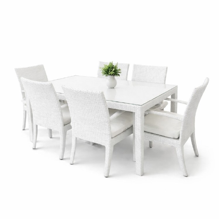 OUTDOOR DINING TABLE W/6 CHAIRS-WHITE
