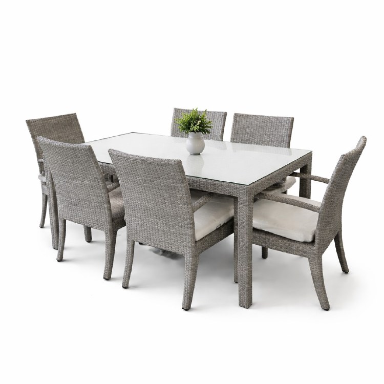 OUTDOOR DINING TABLE W/6 CHAIRS-GREY