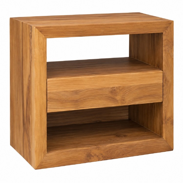 NATURAL TEAK NINGHSTAND W/ 1 DRAWER