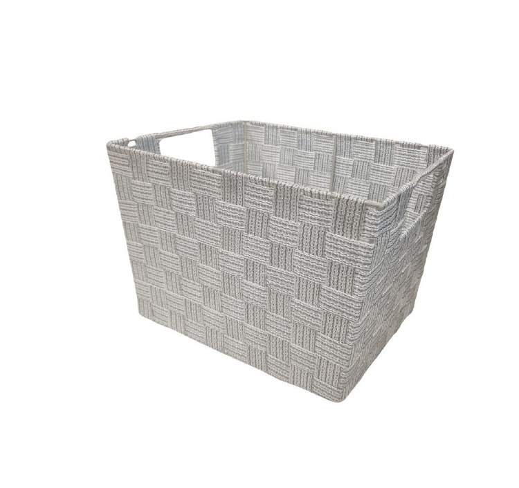 GREY WOVEN STORAGE BASKET-LARGE