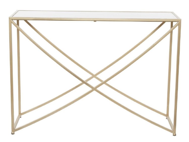 CONSOLE TABLE GOLD W/GLASS TOP