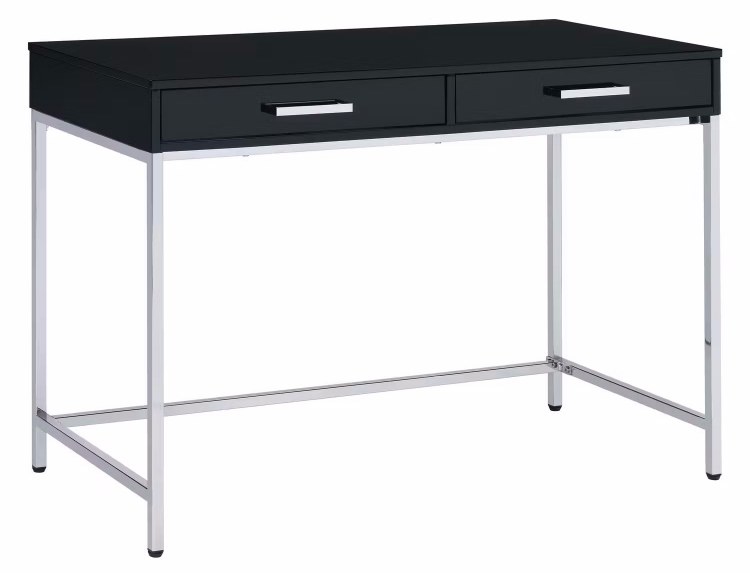 DESK BLACK & SILVER-2 DRAWER