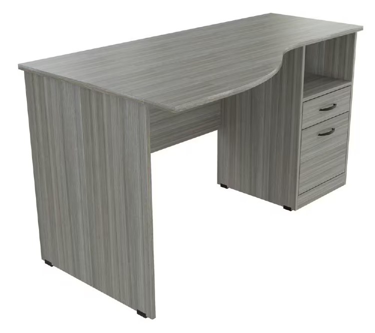 SMOKED OAT DESK W/CURVED TOP
