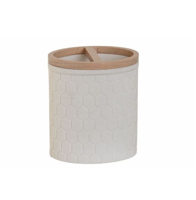 BAMBOO & RESIN GLASS TOOTHBRUSH HOLDER