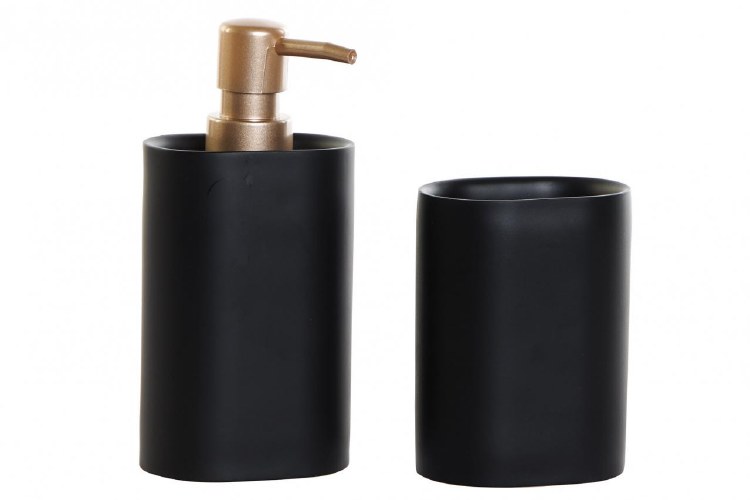 BLACK RESIN SOAP DISPENSER-SET OF 2