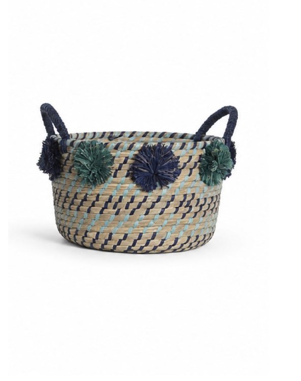 POMPOM SEAGRASS BASKET-SM
