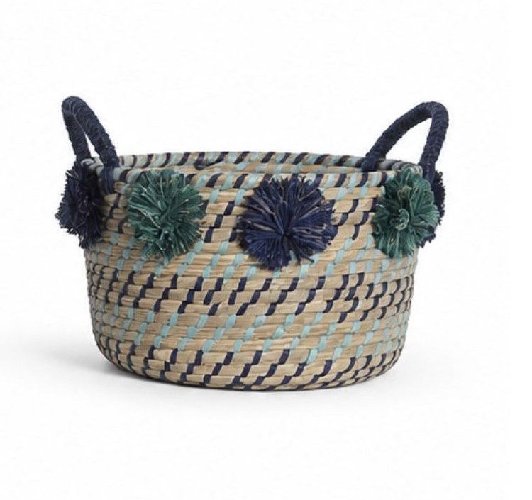 POMPOM SEAGRASS BASKET-MD