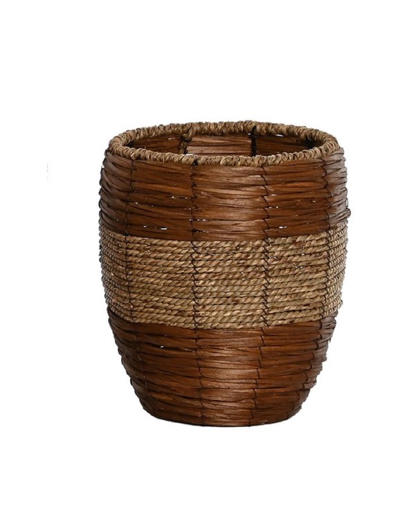 ROPE & GRASS PLANTER BASKET BROWN - SMALL