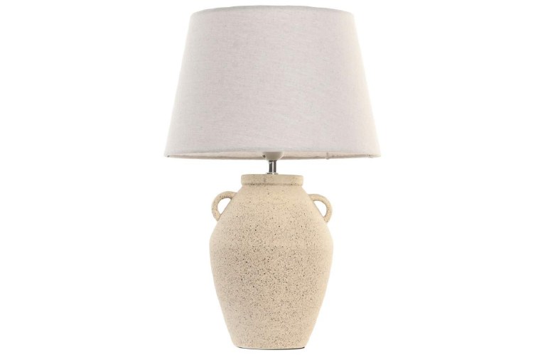 STONEWARE TABLE LAMP W/LINEN SHADE