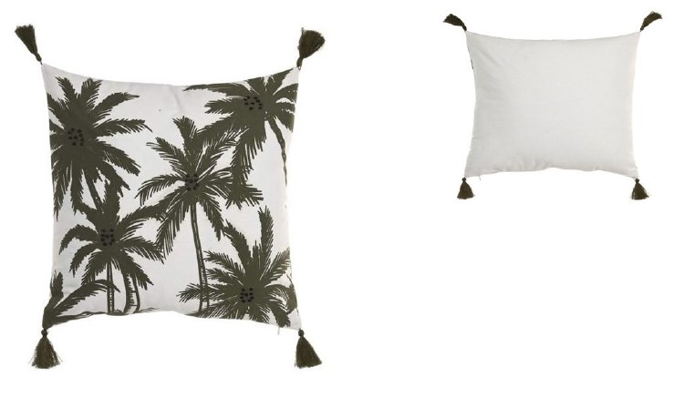 WHITE CUSHION W/PALM