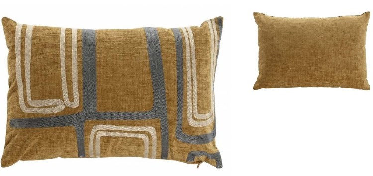 GREY EMBROIDERED LUMBAR CUSHION