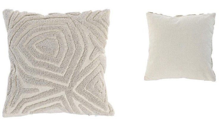 CUSHION W/GREY TUFTED PATTERN
