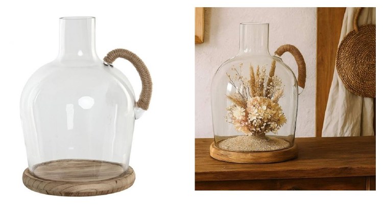BOTTLE W/HANDLE & WOOD BASE
