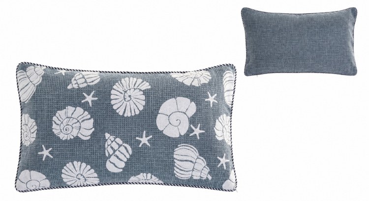 LINEN SHELL LUMBAR CUSHION-BLUE