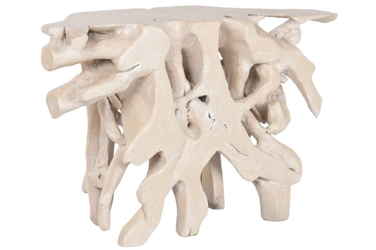 TEAK ROOT CONSOLE TABLE-WHITE