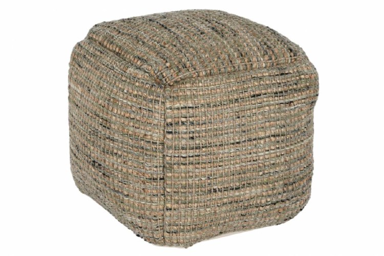 WOOD & COTTON BROWN OTTOMAN