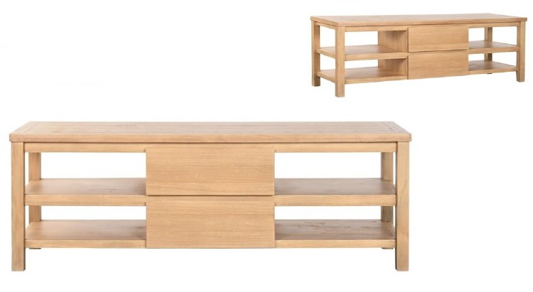 PINE T.V. UNIT W/4 SHELVES & 2 DRAWERS