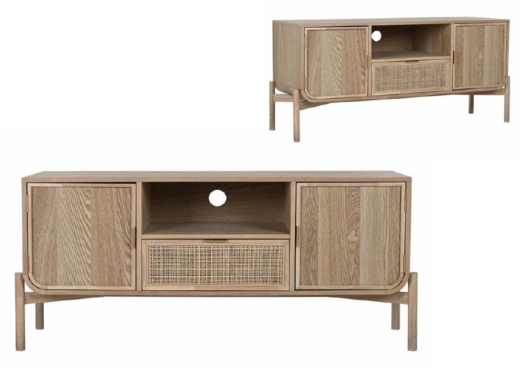SPRUCE & RATTAN 2 DOOR 1 DRAWER T.V. UNIT