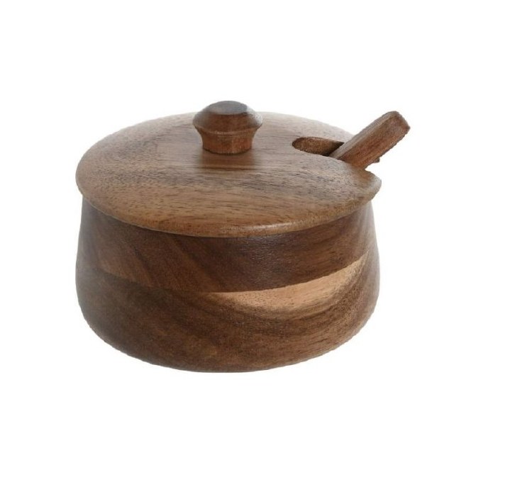 ACACIA SUGAR BOWL WITH SPOON