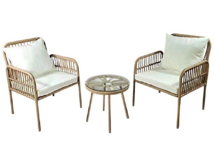 OUTDOOR ARMCHAIR SET RATTAN 3PC