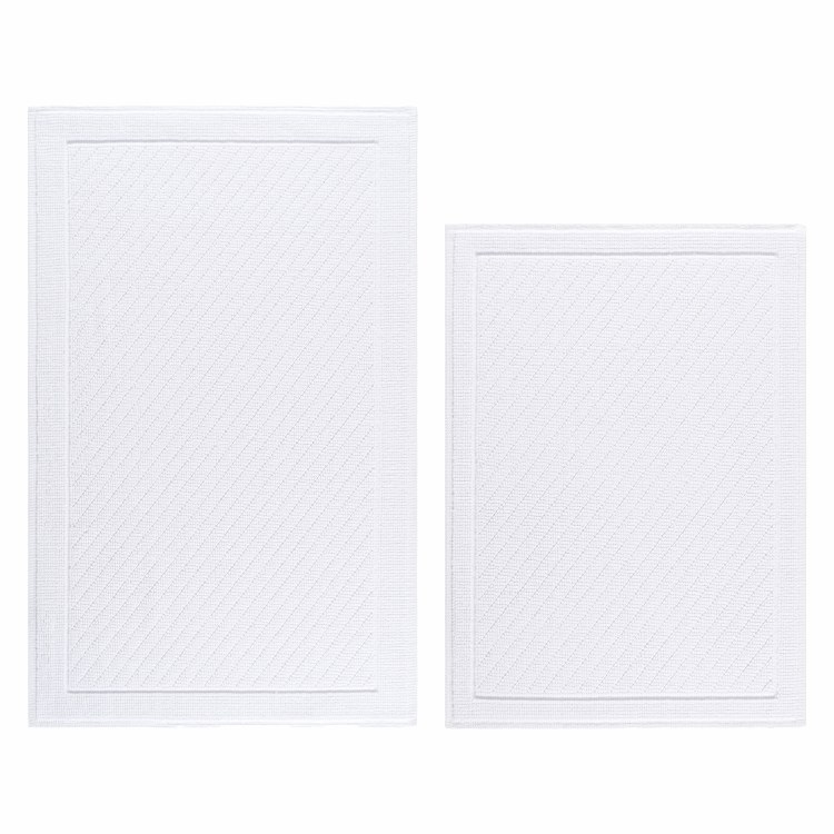 WOVEN WHITE BATHMAT-SET OF 2