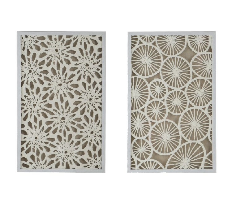 WHITE SHADOW BOX WALL DECOR-SET/2