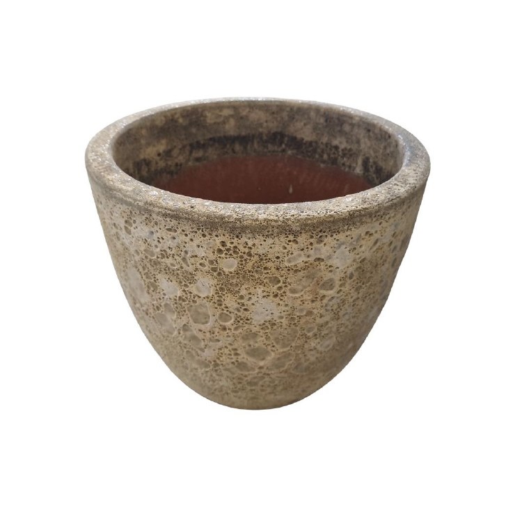 EGG WHITE GLAZED PLANTER-MEDIUM