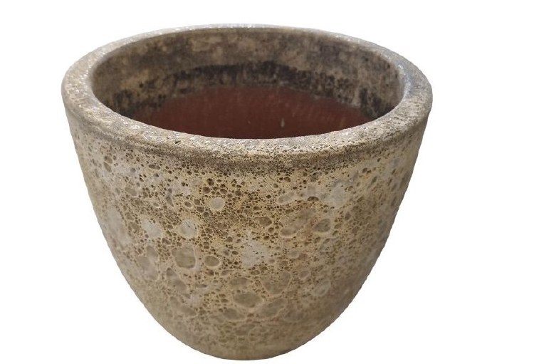 EGG WHITE GLAZED PLANTER-LARGE