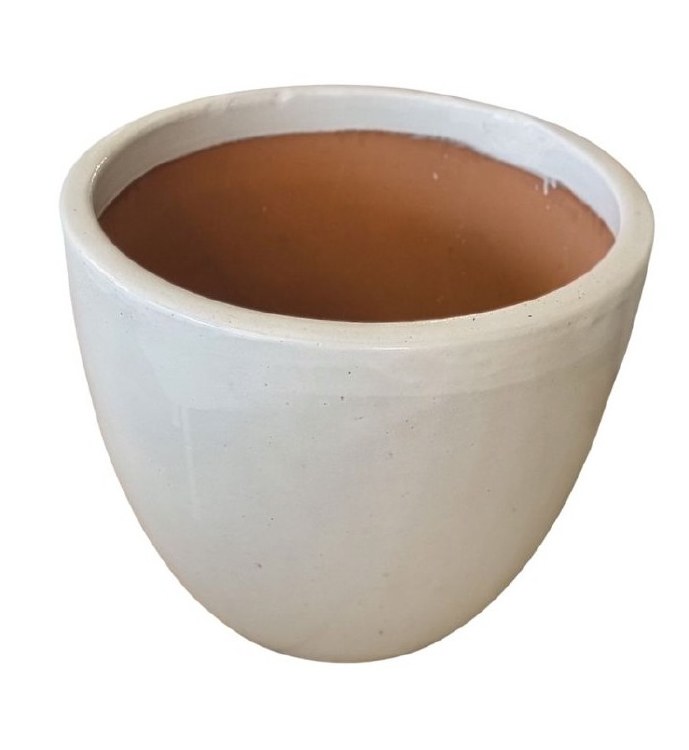 EGG WHITE GLAZED PLANTER-XX LARGE